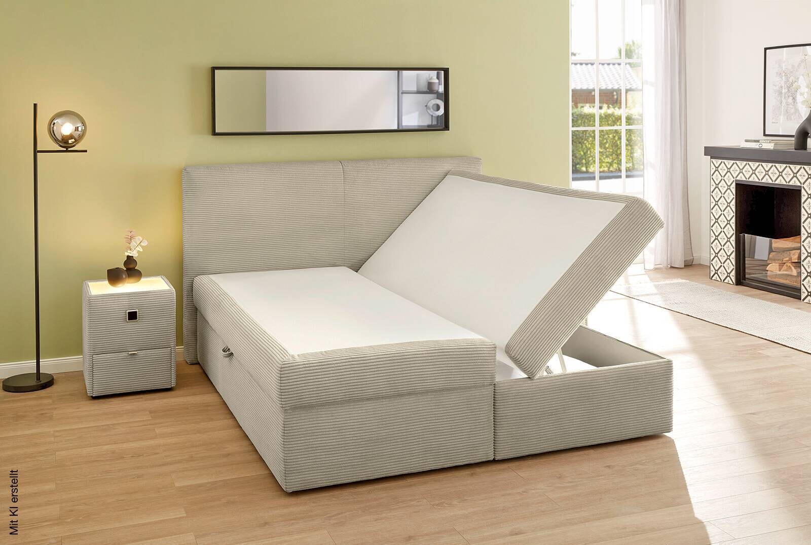 Boxbett Greige Liegefläche B/L: ca. 180x200 cm