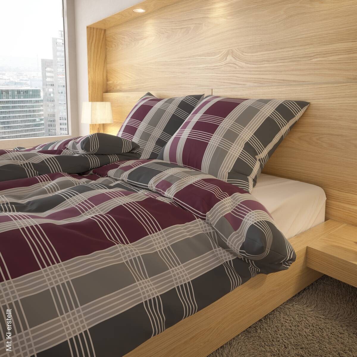 Baumwoll Bettwäsche Biber bordeaux 40% Polyester, 60% Baumwolle B/L: ca. 135x200 cm