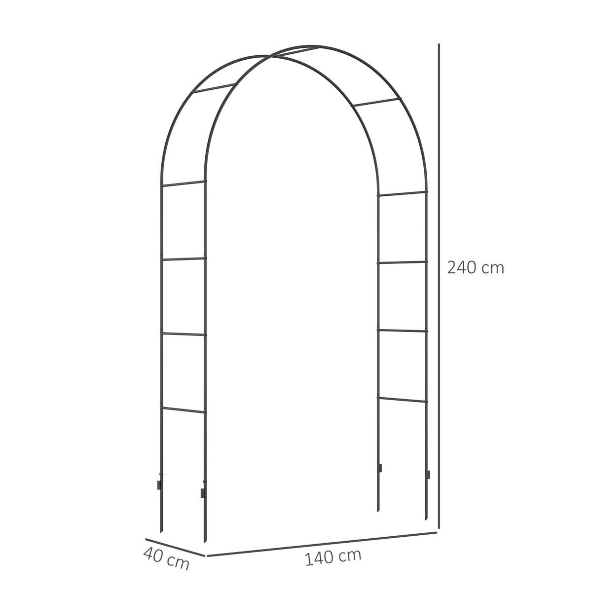 Outsunny Rosenbogen mit Metallrahmen schwarz B/H/L: ca. 40x240x140 cm