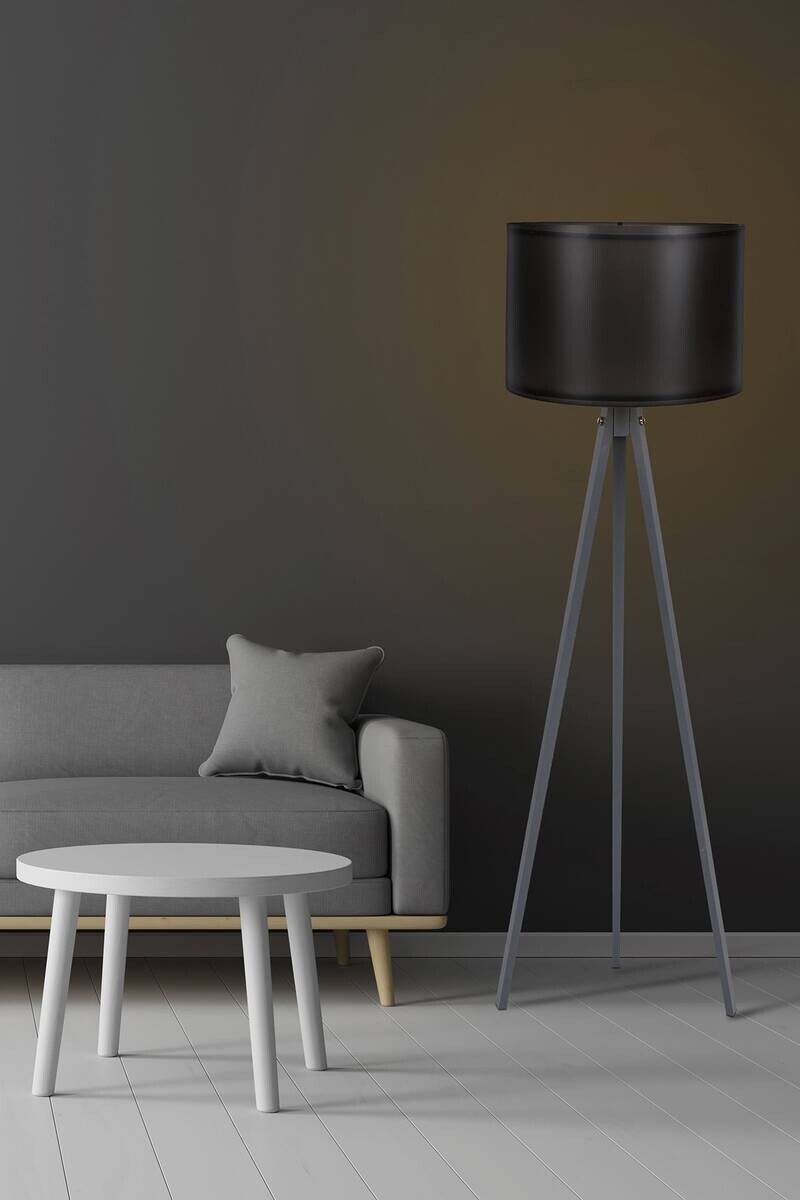 Opviq Stehleuchte grau schwarz MDF Polypropylen B/H/L: ca. 38x145x38 cm E27 1 Brennstellen