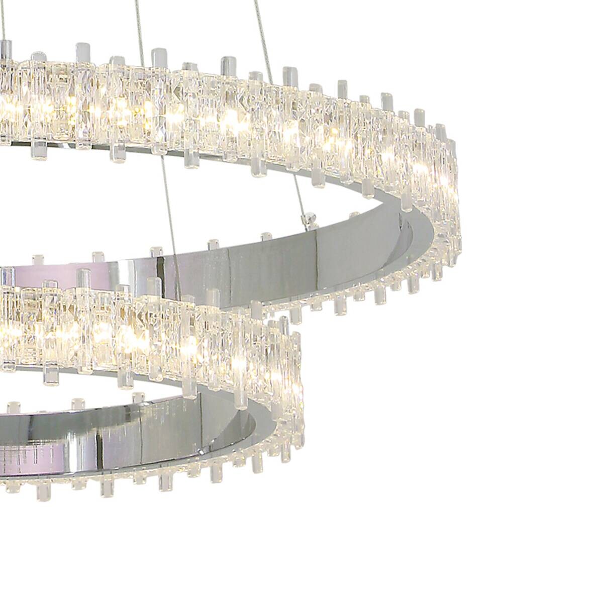 POCOline LED-Pendelleuchte Aurora Chrom Metall Acryl B/H/L: ca. 61x140x61 cm
