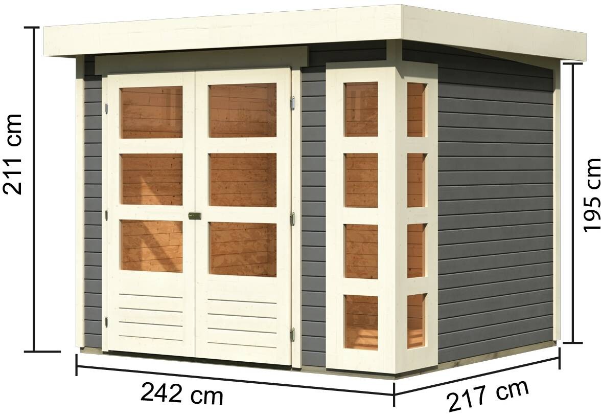 Karibu Gartenhaus Felipo 1 Terragrau B/H/T: ca. 242x217x211 cm