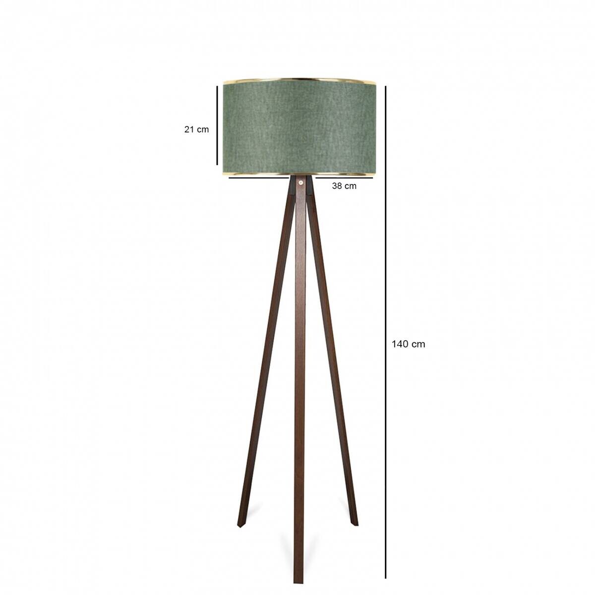 Opviq Stehlampe khaki Holz B/H/T/L/D: ca. 38x140x38x38x38 cm E27 1 Brennstellen