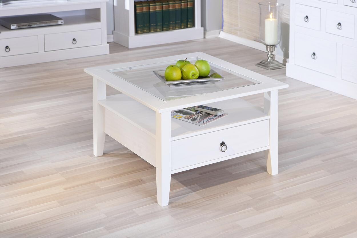 Inter Link Couchtisch Provence weiß Holz B/H/T: ca. 75x45x75 cm