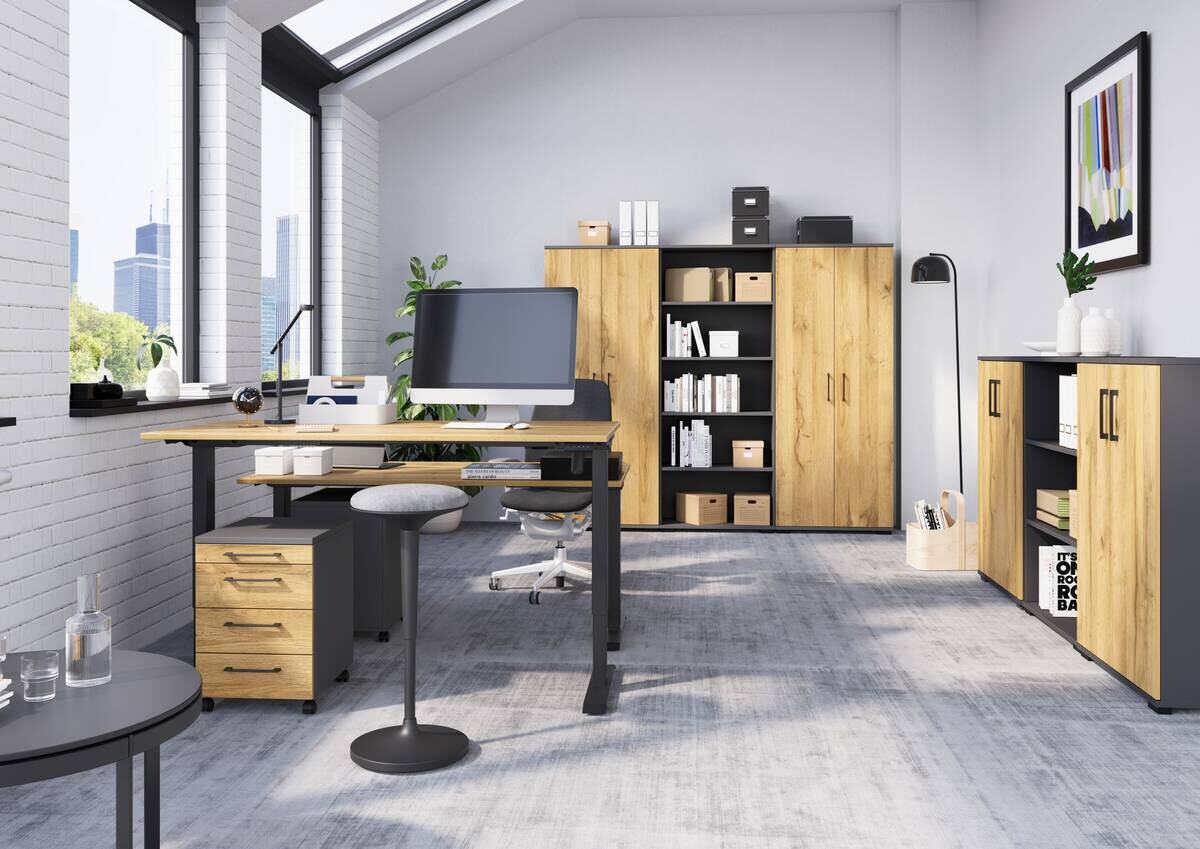 Aktenschrank 4250-564 Eiche Grand-Son Nachbildung Graphit B/H/T: ca. 80x200x40 cm