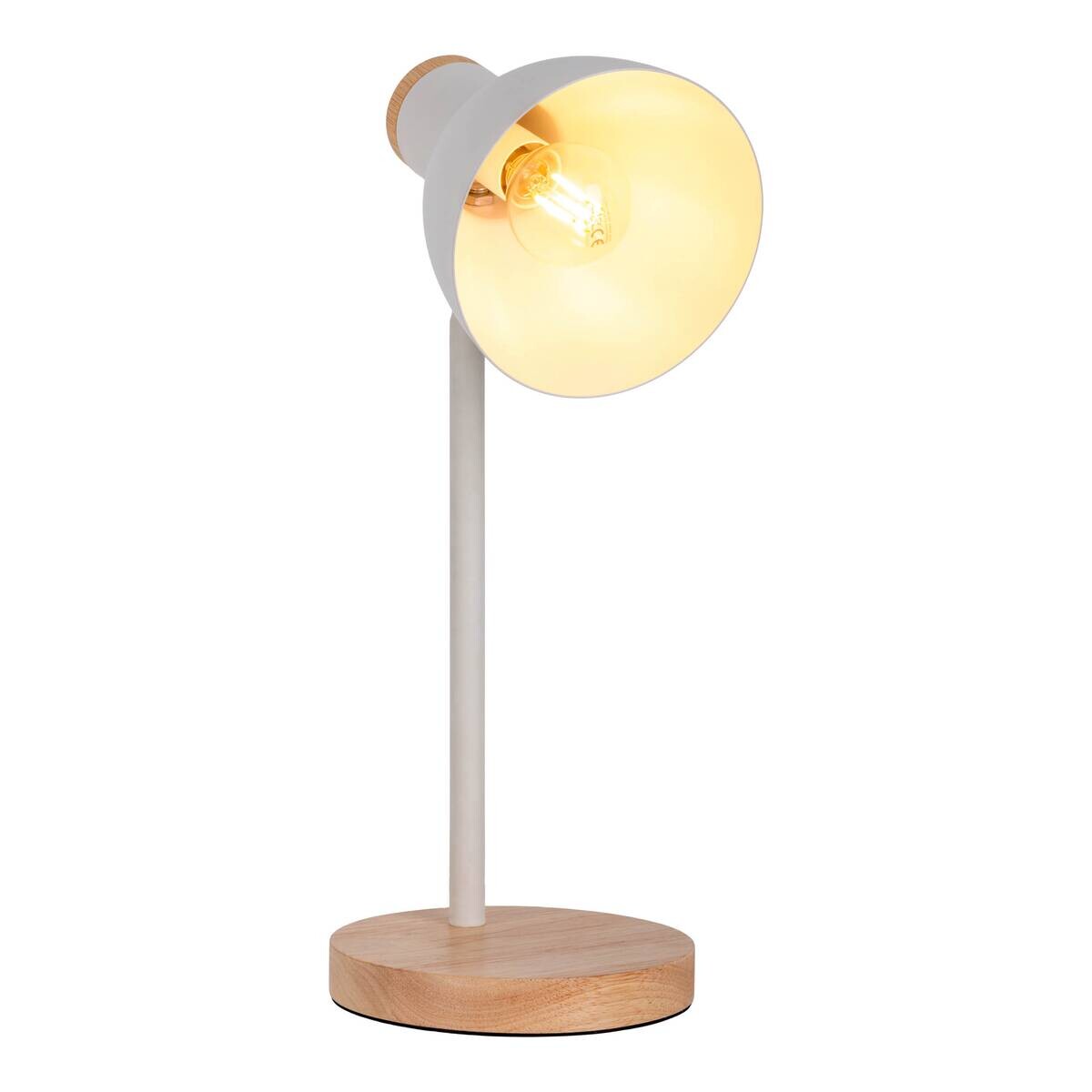 Näve Leuchten Tischleuchte weiß Holz Metall B/H/T/D: ca. 14x36,5x14x14 cm E14 1 Brennstellen