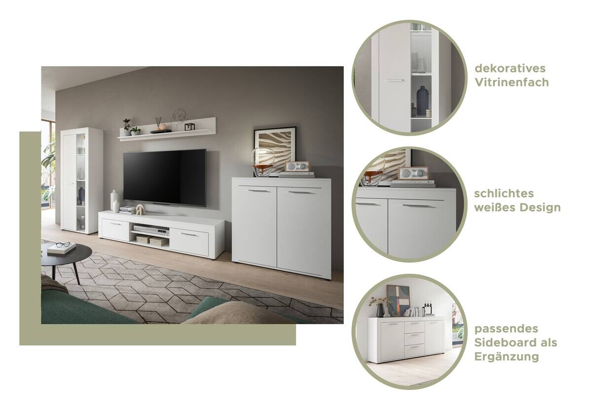 Wohnwand Jam weiß B/H/T: ca. 255x159x35 cm