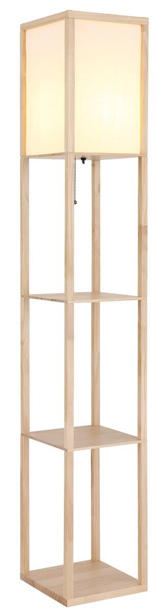 GLOBO Stehlampe hellbraun weiß Textil PVC Holz B/H/L: ca. 26x159x26 cm E27 1 Brennstellen