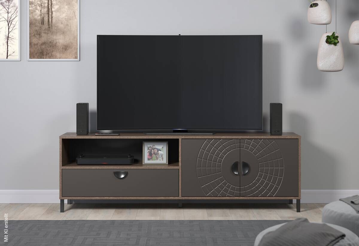 Lowboard Fusion Eiche dunkel Nachbildung bronze Optik B/H/T: ca. 183x55x40 cm