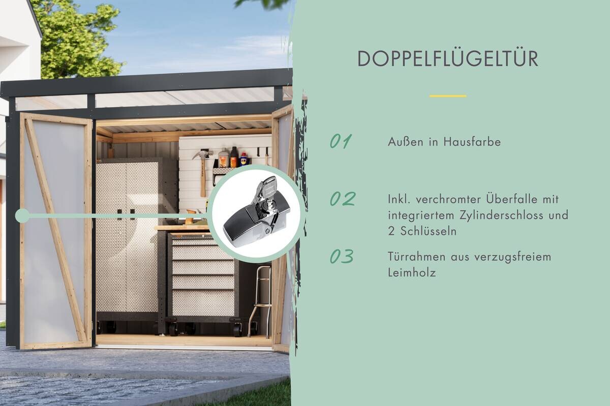 Karibu Gartenhaus Indra 3,5 anthrazit B/H/T: ca. 289x213x289 cm