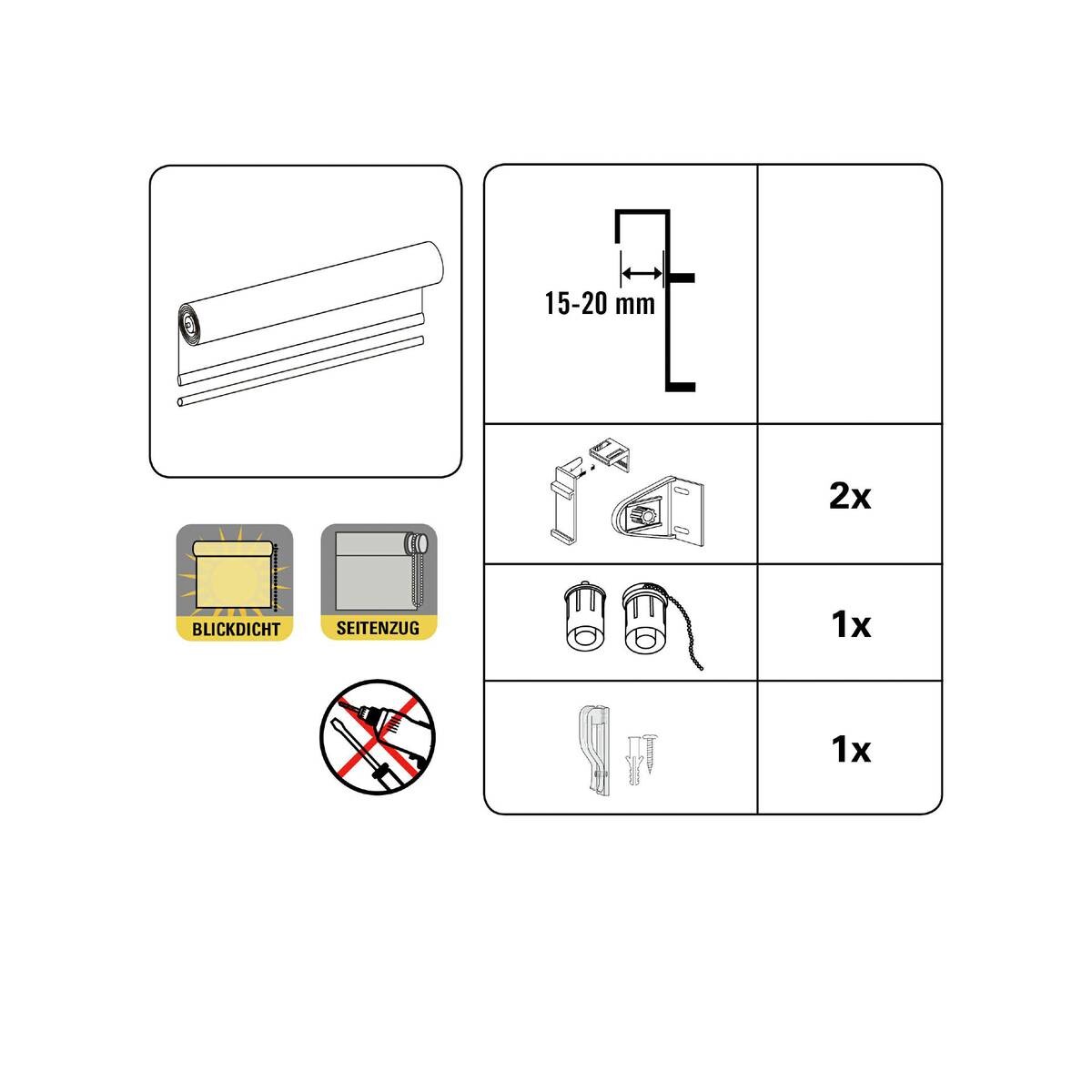 Klemmrollo weiß B/L: ca. 100x150 cm