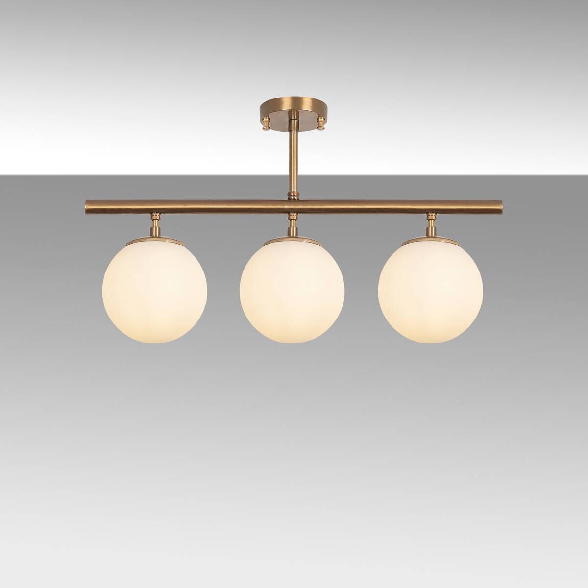 Opviq Deckenleuchte Atmaca bronze Glas Metall B/H/T/L/D: ca. 15x37x15x60x15 cm E14 3 Brennstellen