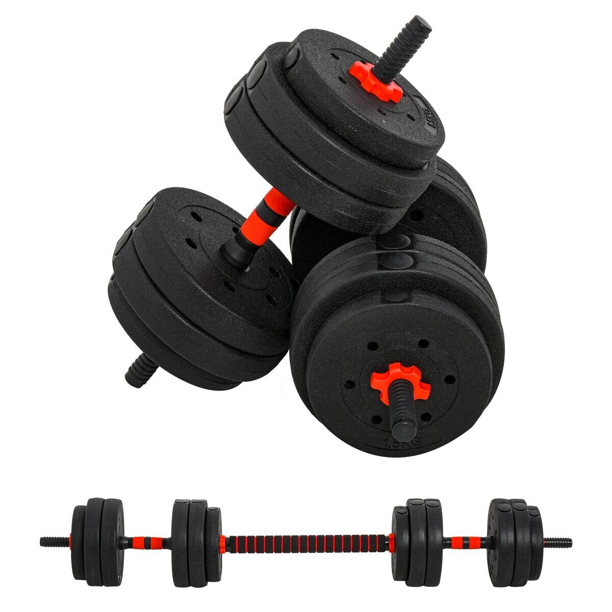 HOMCOM Hantel-Set schwarz Edelstahl B/H/L: ca. 21x21x50 cm