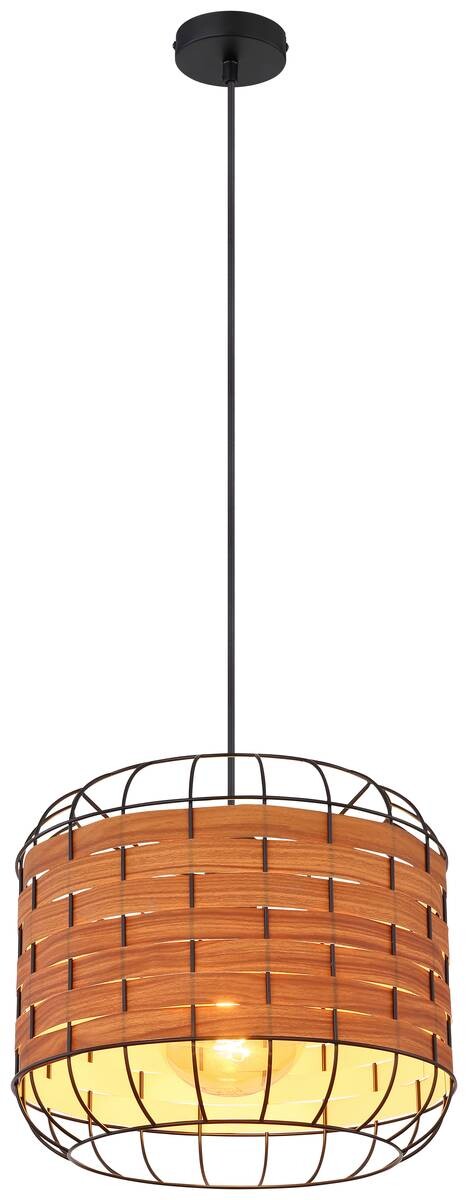 GLOBO Pendelleuchte ELMAR 15665H natur schwarz Metall Kunststoff H/D: ca. 120x35 cm 1 Brennstellen