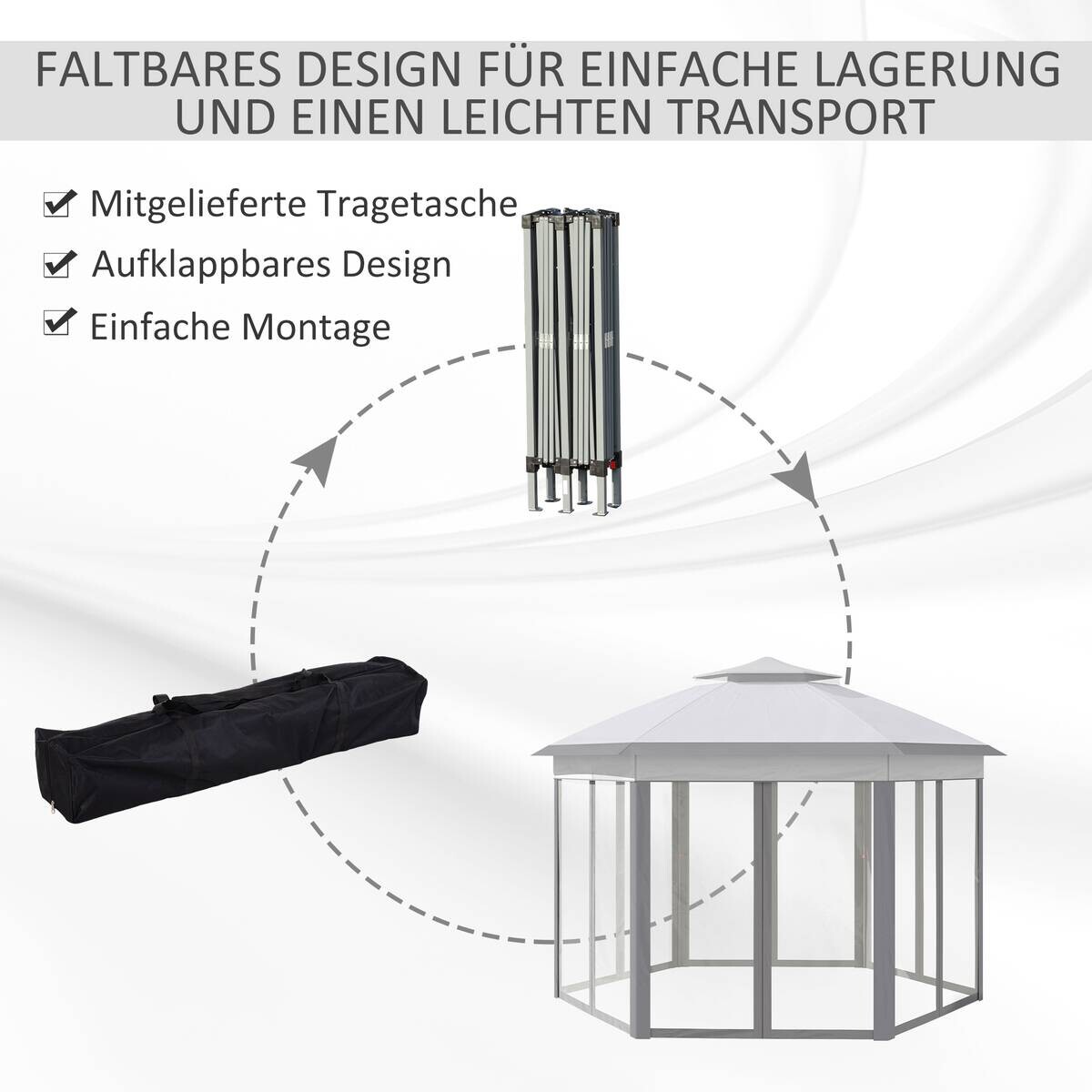 Outsunny Pavillon grau Polyester B/H/L: ca. 405x405x285 cm