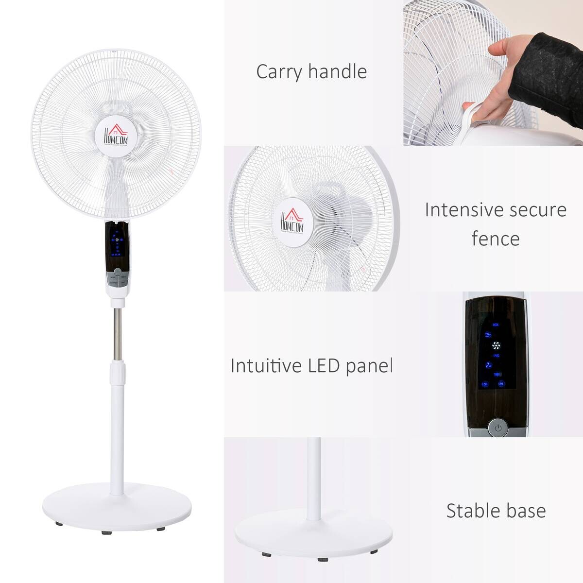 HOMCOM Ventilator weiß Kunststoff Edelstahl Polypropylen B/H/L: ca. 45x42x138 cm