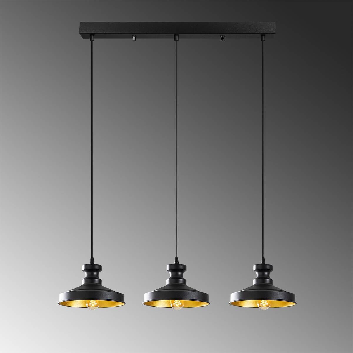 Opviq Pendelleuchte Berceste schwarz Eisen B/H/T/L/D: ca. 22x109x22x72x72 cm E27 3 Brennstellen