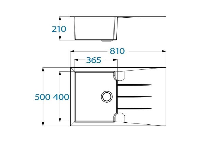 Respekta Einbauspüle Alineo 81x50 S schwarz Quarzolite B/H/T: ca. 81x21x50 cm