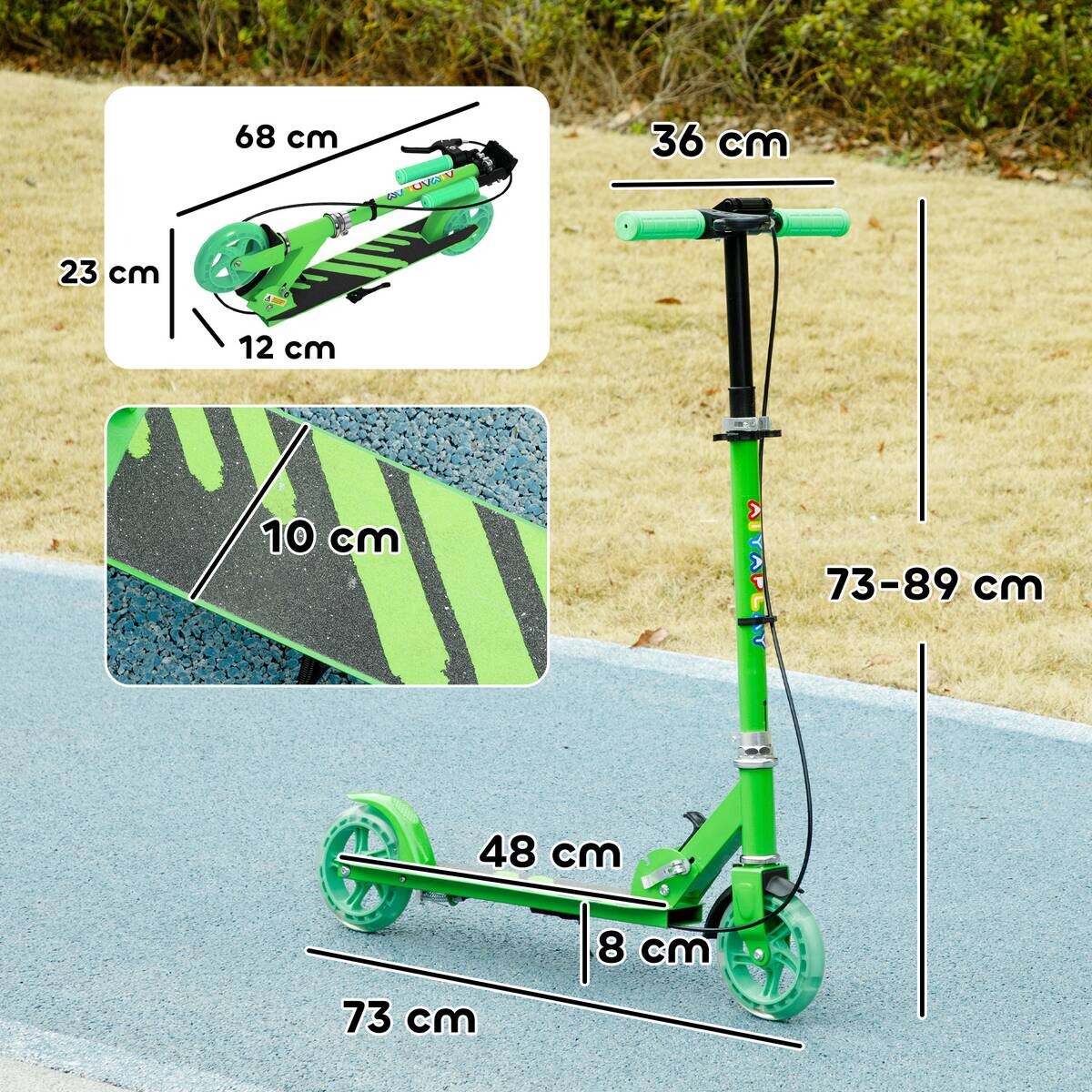 AIYAPLAY Kinderscooter grün B/H/L: ca. 36x89x73 cm