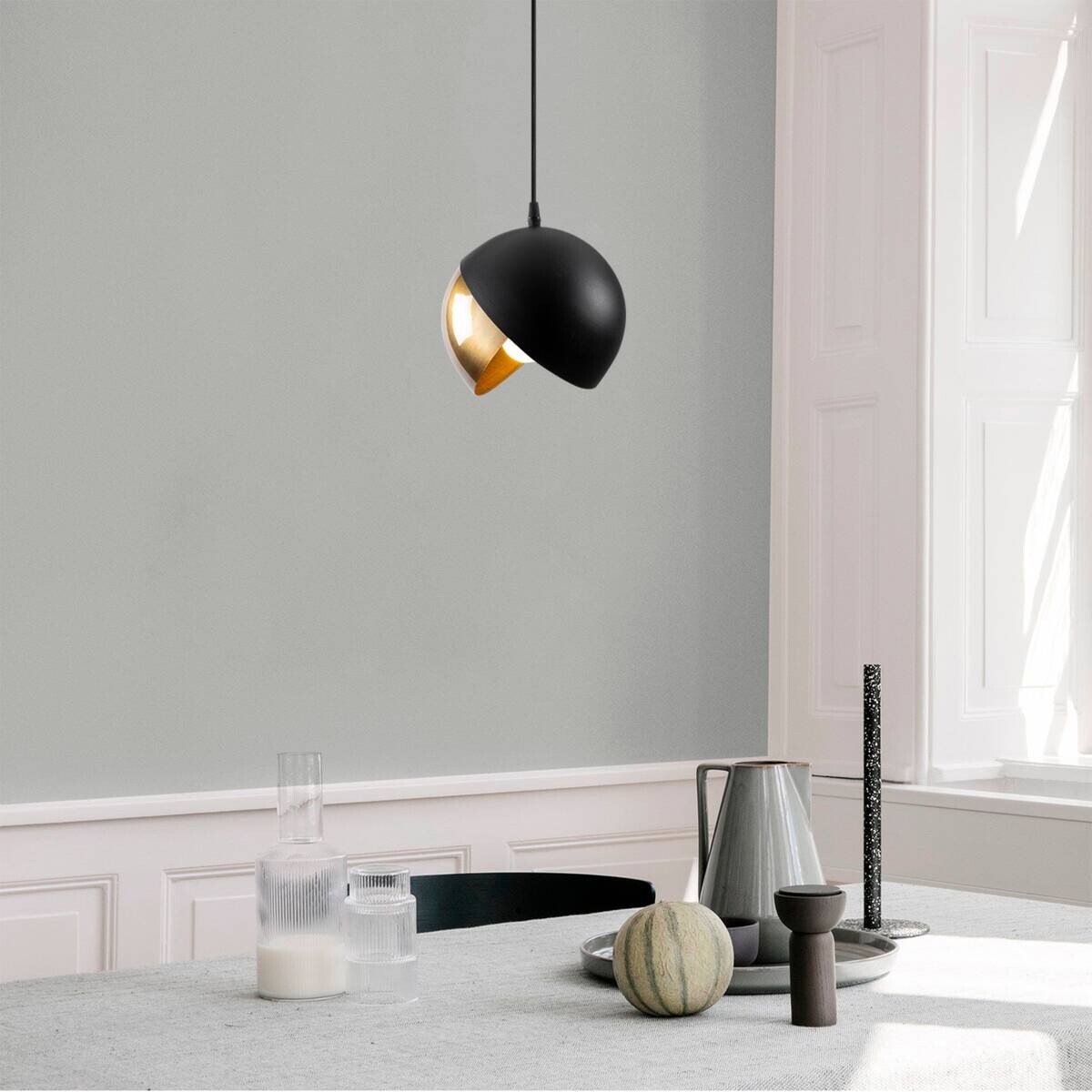 Opviq Pendelleuchte Berceste schwarz gold Metall B/H/T/L/D: ca. 20x114x20x20x20 cm E27 1 Brennstellen