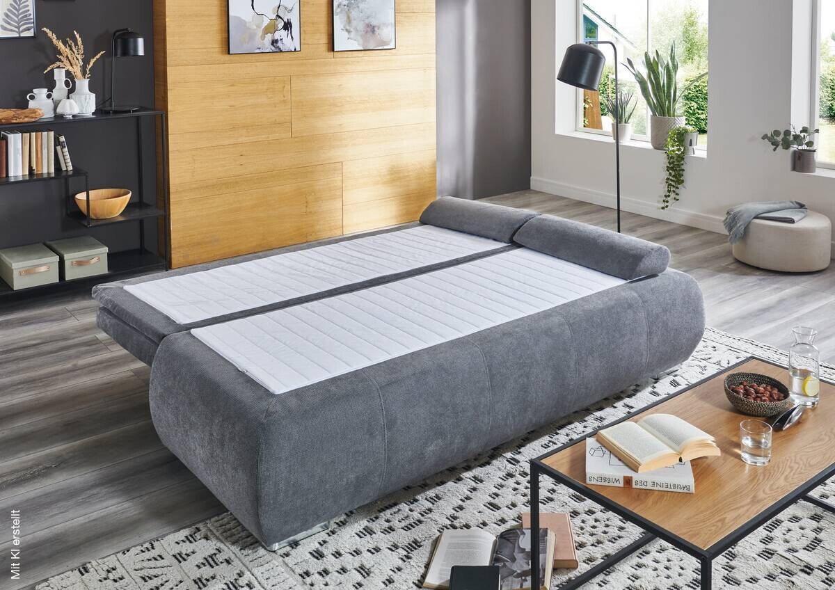 Dauerschlafsofa Lenon grau Microfaser B/H/T: ca. 207x94x90 cm
