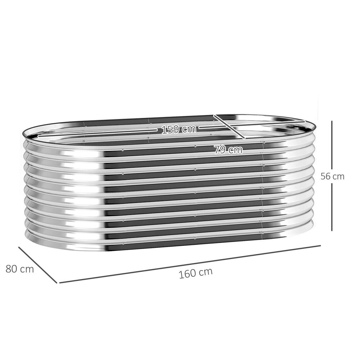 Outsunny Hochbeet grau B/H/T/L: ca. 80x56x80x160 cm