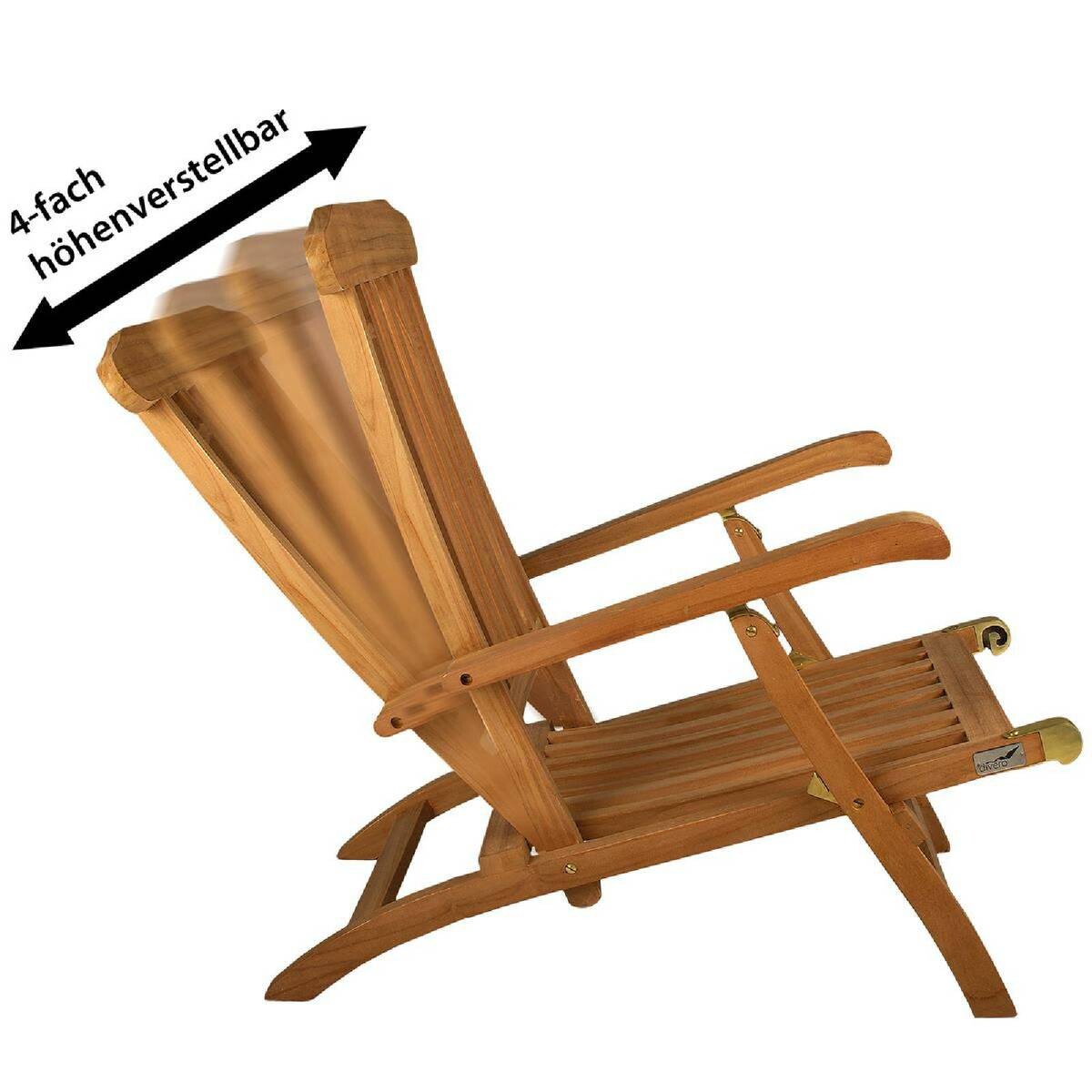 VCM Gartenliege Florentine braun Holz B/H/L: ca. 60x90x160 cm
