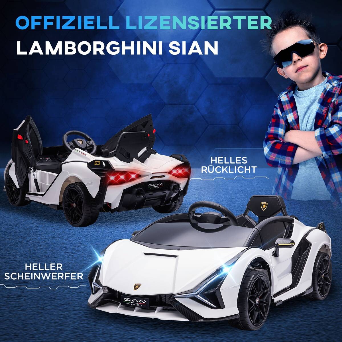 HOMCOM Kinder-Elektroauto weiß B/H/L: ca. 62x65x132 cm