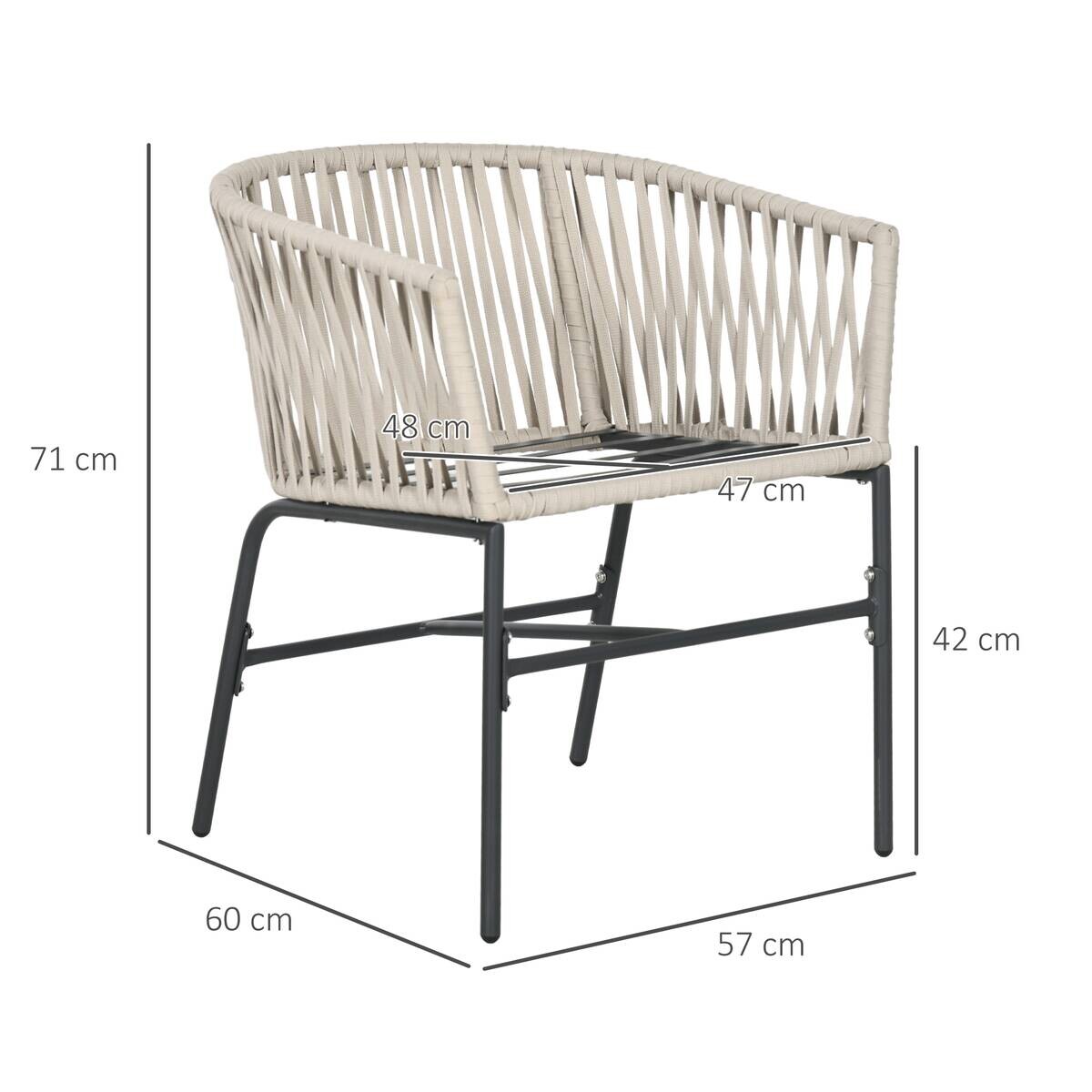 Outsunny Gartenstuhl grau Polyester B/H/L: ca. 60x57x71 cm