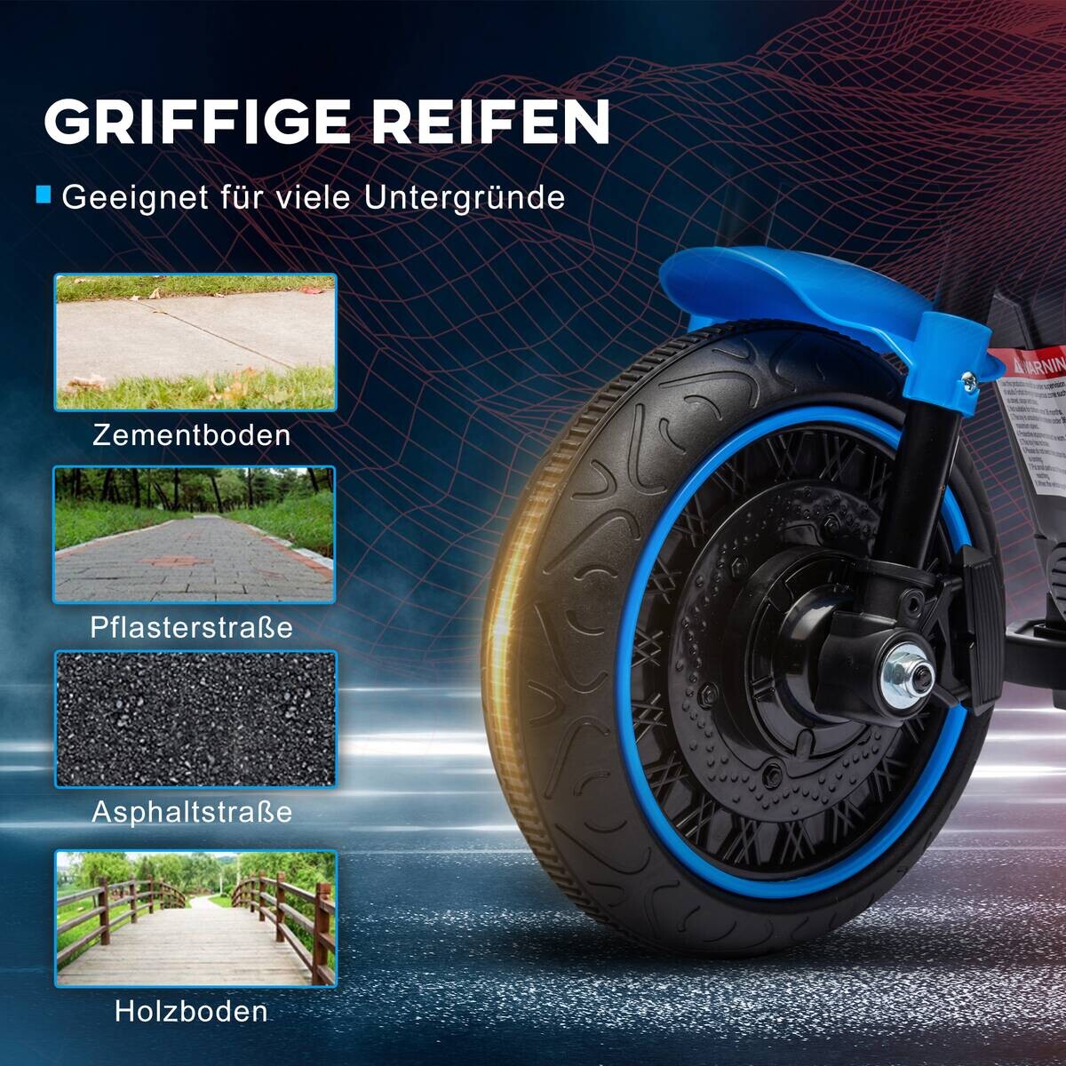 HOMCOM Kinder-Elektromotorrad schwarz B/H/L: ca. 42x57x76 cm