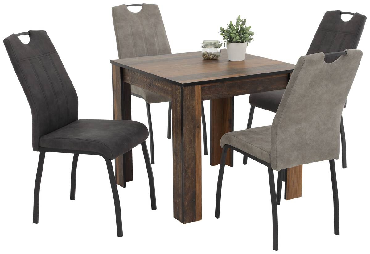 Stuhl 4er Set ELIF III grau Vintage grau Microfaser Metall B/H/T: ca. 44x96x64 cm