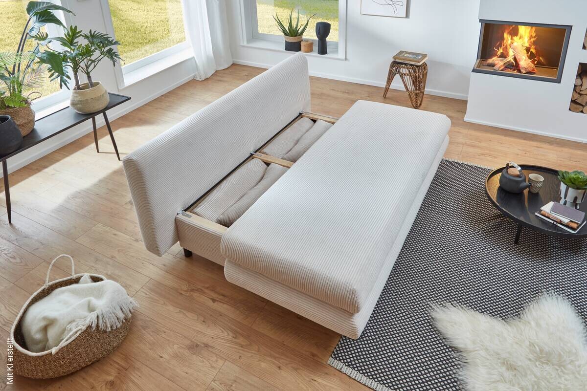Schlafsofa Bern natur Microfaser B/H/T: ca. 190x93x92 cm