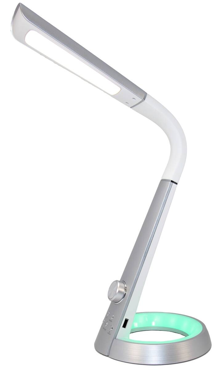 GLOBO Tischleuchte 58376S silber weiß Kunststoff Metall B/H/T: ca. 34x64x18 cm 1 Brennstellen