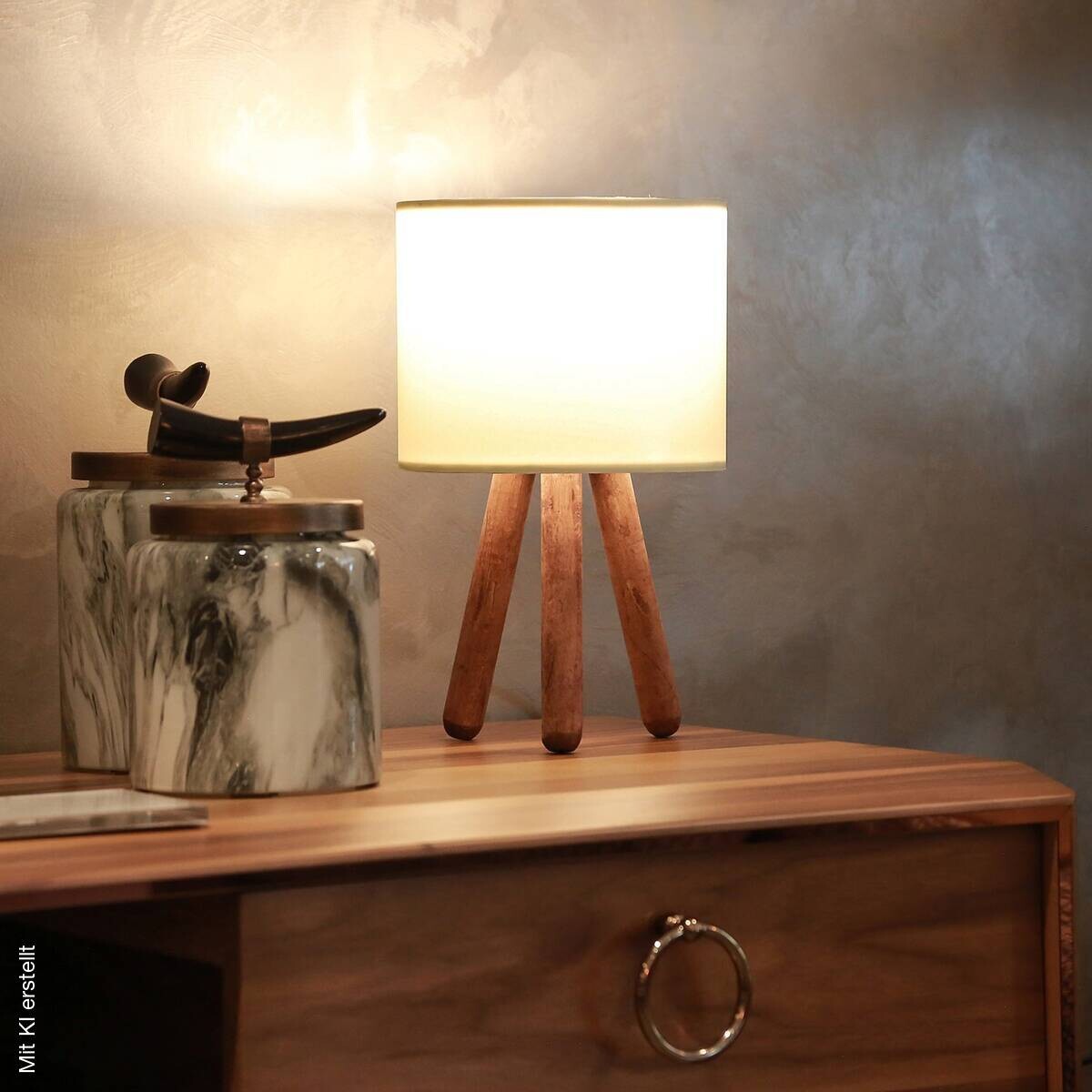 Opviq Tischleuchte AYD-2939 creme Stoff B/H/T/L/D: ca. 19x32x19x19x19 cm E27 1 Brennstellen