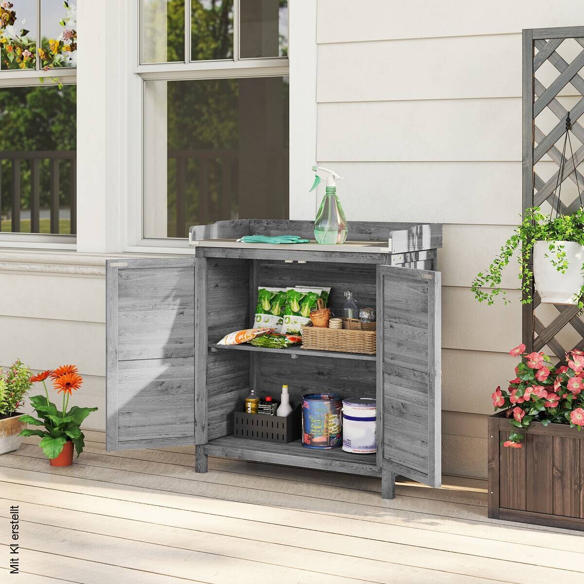 Outsunny Gartenschrank grau B/H/T/L: ca. 40x92x40x83 cm