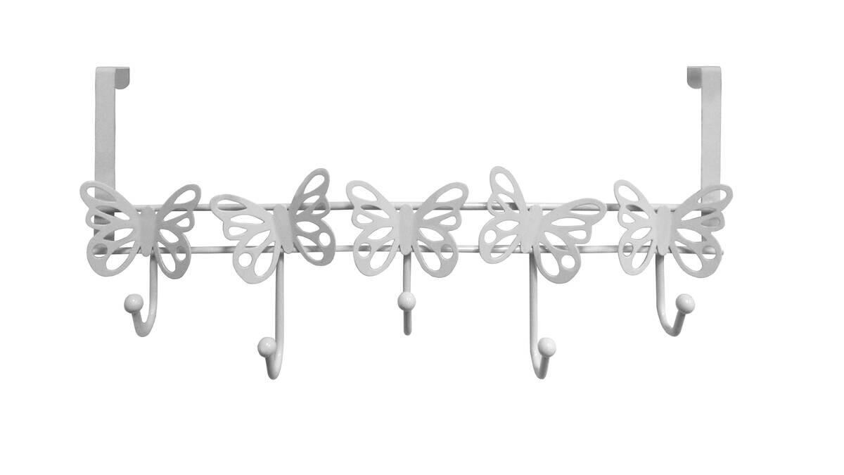 Türgarderobe Butterfly weiß pulverbeschichtet Metall B/H/T: ca. 48x22x5 cm | weiß | 48,00/22,00/5,00 cm
