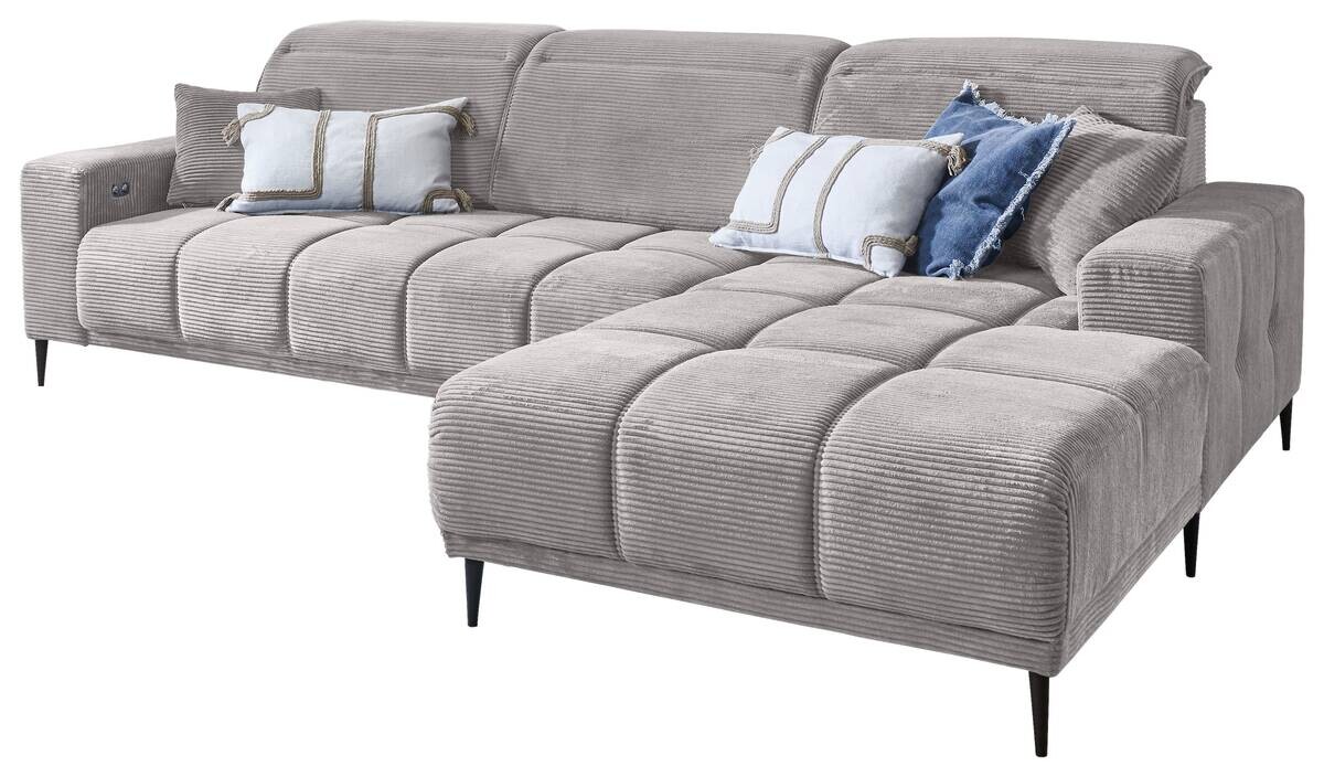 Ecksofa mit elektrischer Sitztiefenverstellung hellgrau Polyester B/H/T: ca. 286x107x115 cm