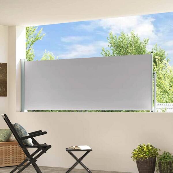 vidaXL Seitenmarkise grau 100% Polyester Eisen B/H/T/L: ca. 300x100x300x300 cm