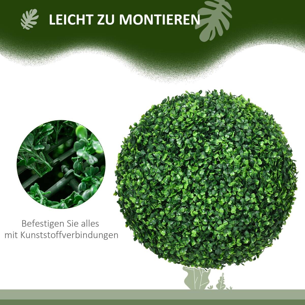 HOMCOM Kunstpflanze grün Polypropylen B/H/L: ca. 40x40x40 cm