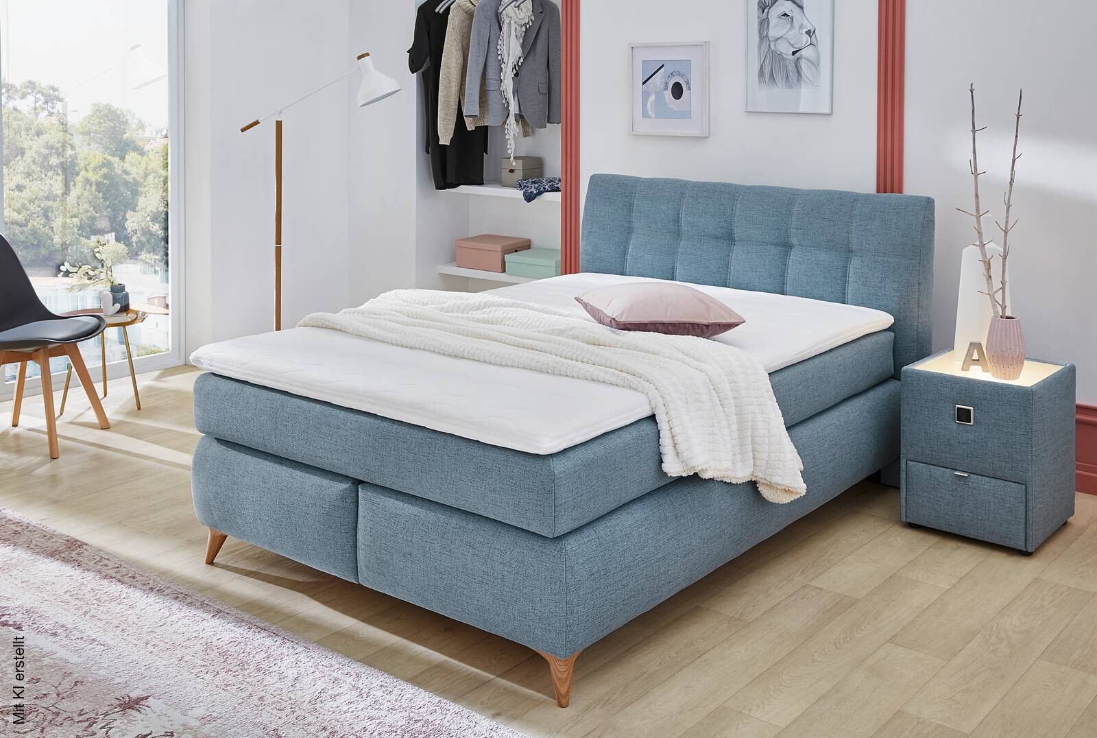 Boxspringbett aqua Feinstruktur Liegefläche B/L: ca. 140x200 cm
