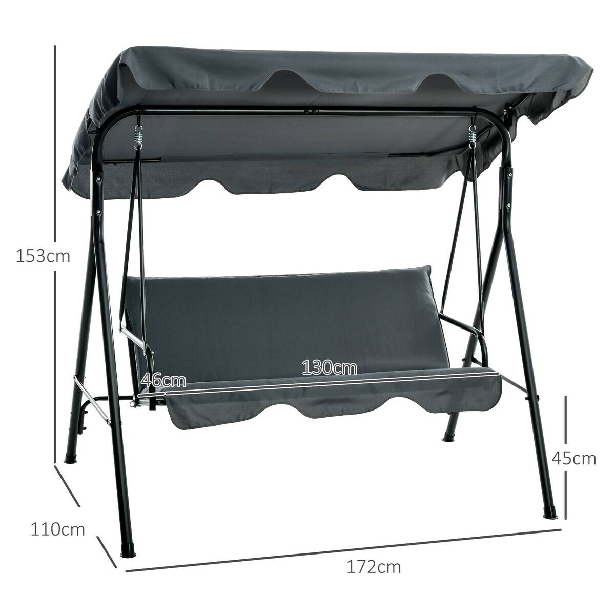 Outsunny Hollywoodschaukel grau Polyester B/H/L: ca. 110x153x172 cm