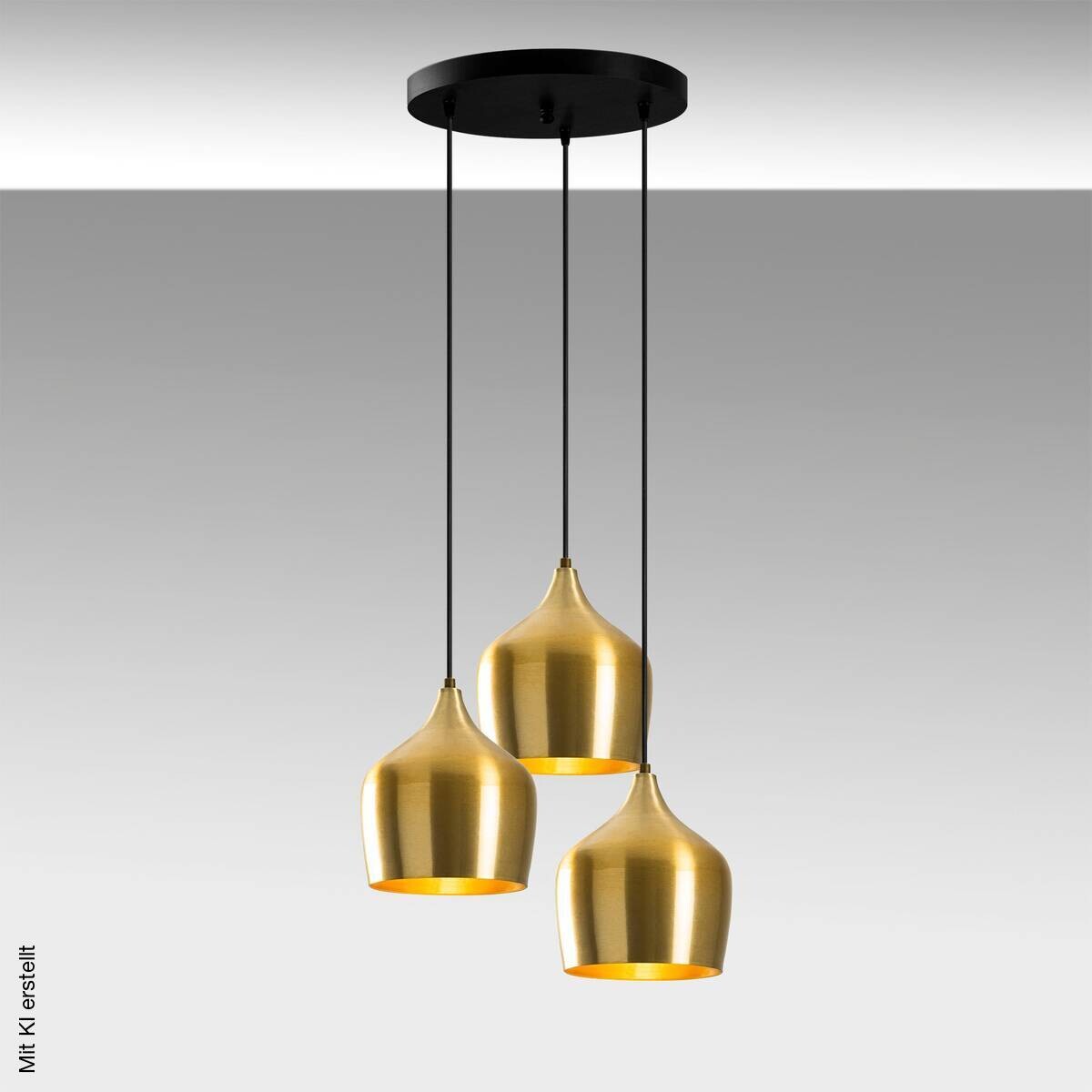 Opviq Pendelleuchte gold B/H/T: ca. 46x124x46 cm E27 3 Brennstellen