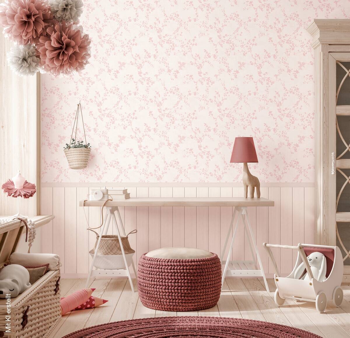 Livingwalls Fototapete Floral rosa creme B/L: ca. 280x159 cm