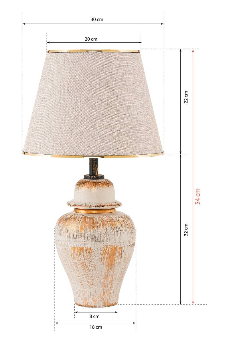 Opviq Tischleuchte beige gold Metall Stoff B/H/T/L/D: ca. 18x50x18x18x18 cm E27 1 Brennstellen