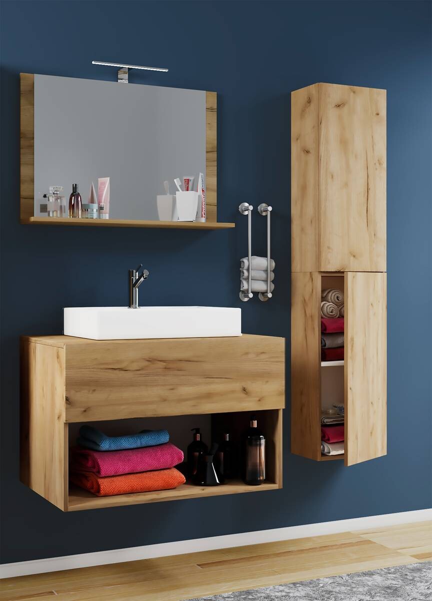 Waschplatz 4tlg-Lendas weiß Eiche Honig Nachbildung B/H/T: ca. 60x52x52 cm