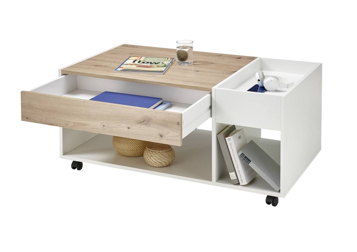 Couchtisch Eiche Artisan Nachbildung weiß B/H/T: ca. 110x44x60 cm