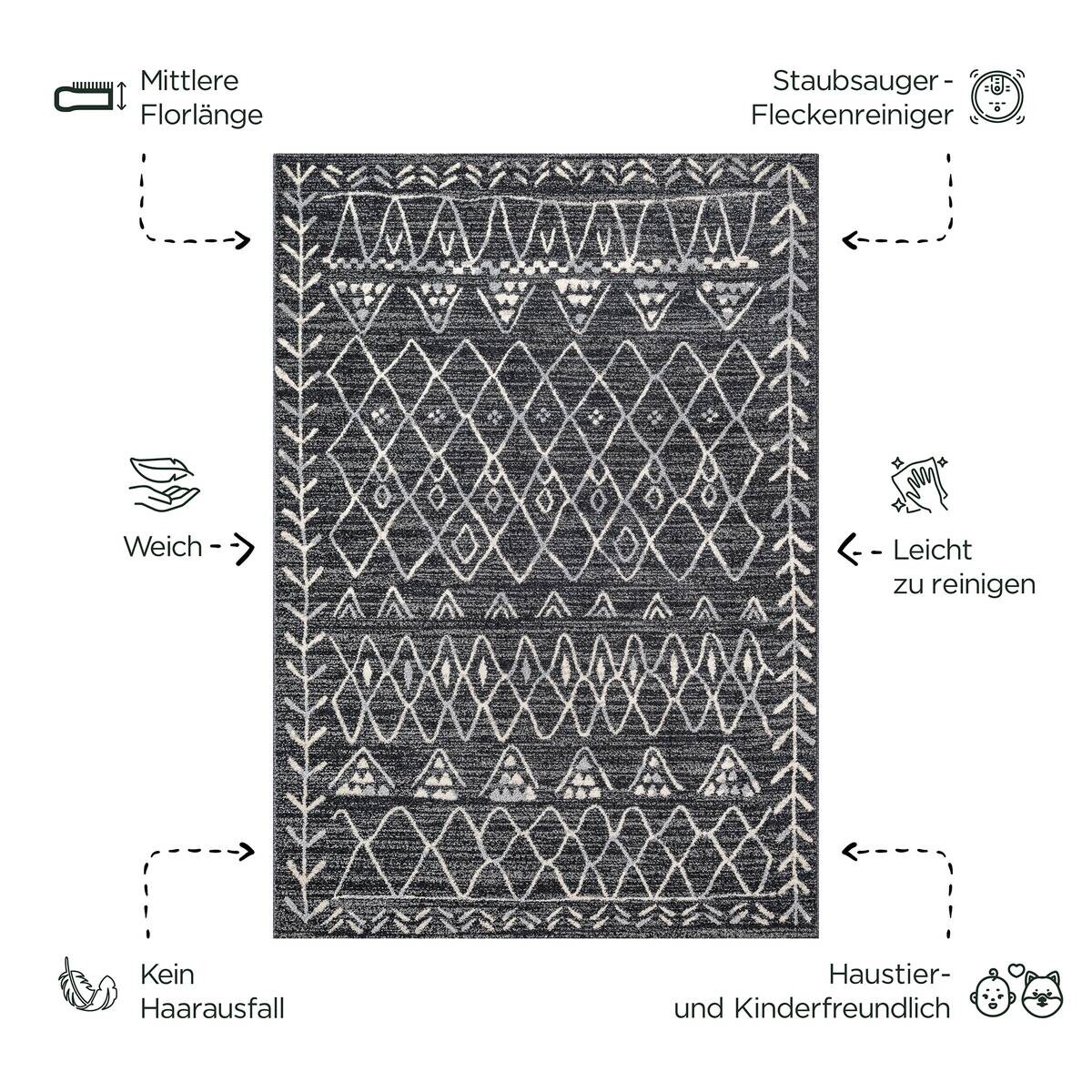 Sanat Teppich schwarz B/L: ca. 230x160 cm