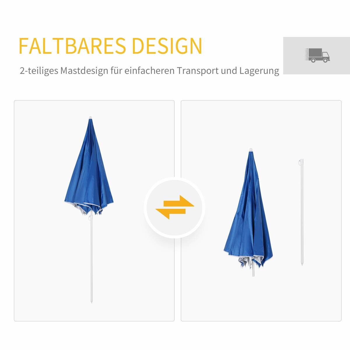 Outsunny Sonnenschirm blau Metall D: ca. 220 cm