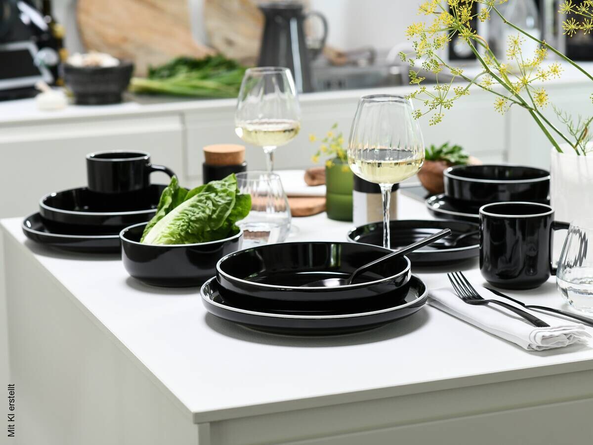 CreaTable Kombiservice Nordic Gourmet schwarz Steinzeug 30 tlg.
