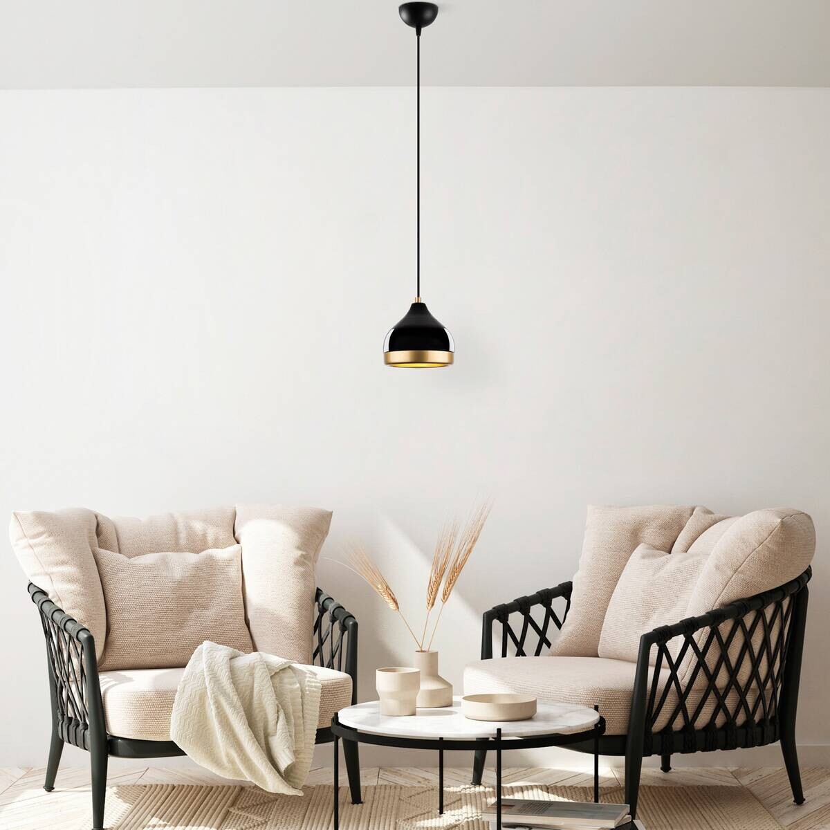 Opviq Pendelleuchte Yldo schwarz B/H/T/L/D: ca. 17x112x17x17x17 cm E27 1 Brennstellen